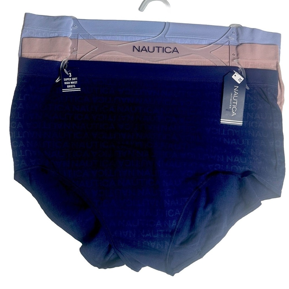 NAUTICA Women's 3-Pk SUPER SOFT HIGH WAIST BRIEF‎ PANTIES Size 2X Multicolor New